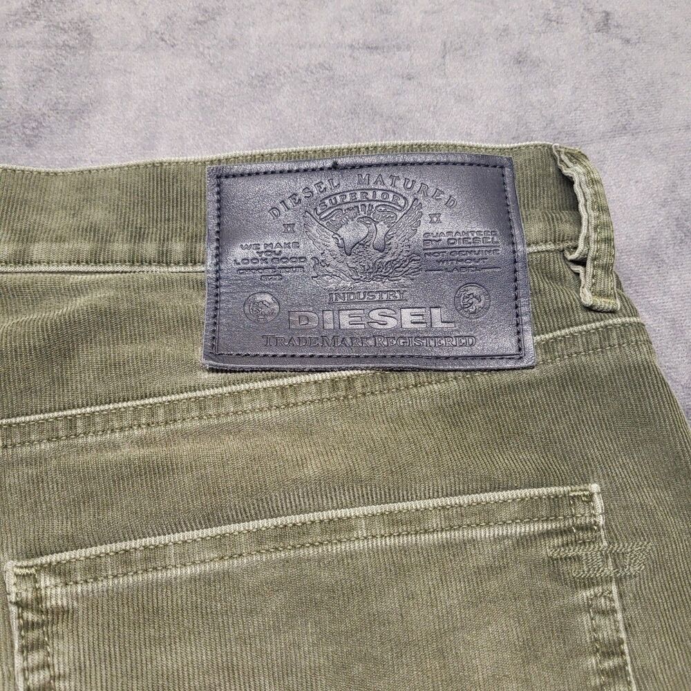 Mens DIESEL D-Macs Straight Corduroy Pants Green 38/32 069XQ Stretch Button Fly - Picture 6 of 9